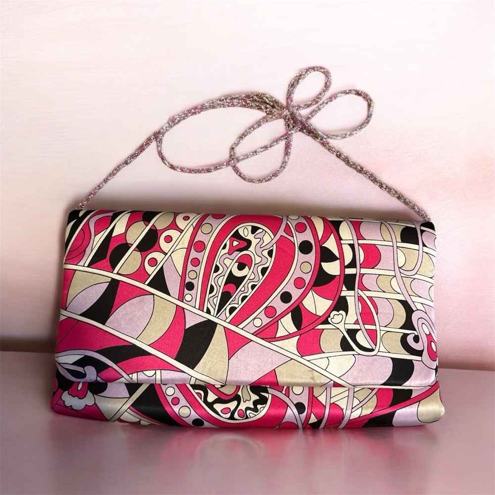 Vintage Pink and Black Women's Clutch/ Crossbody Bag